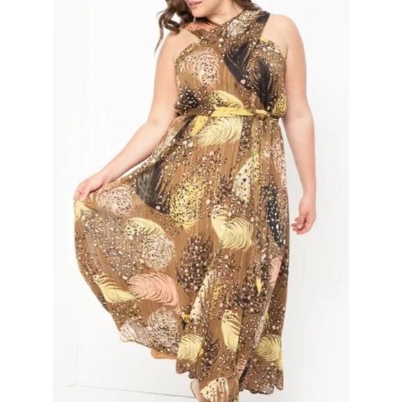 NEW Eloquii cross front Maxi Dress sleeveless‎ chiffon size 20 floral/ flowy - Picture 1 of 10